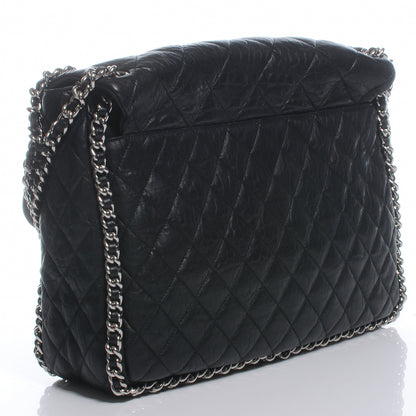 Chanel Washed Lambskin Chain Around Maxi Flap Bag Black 3 of 7