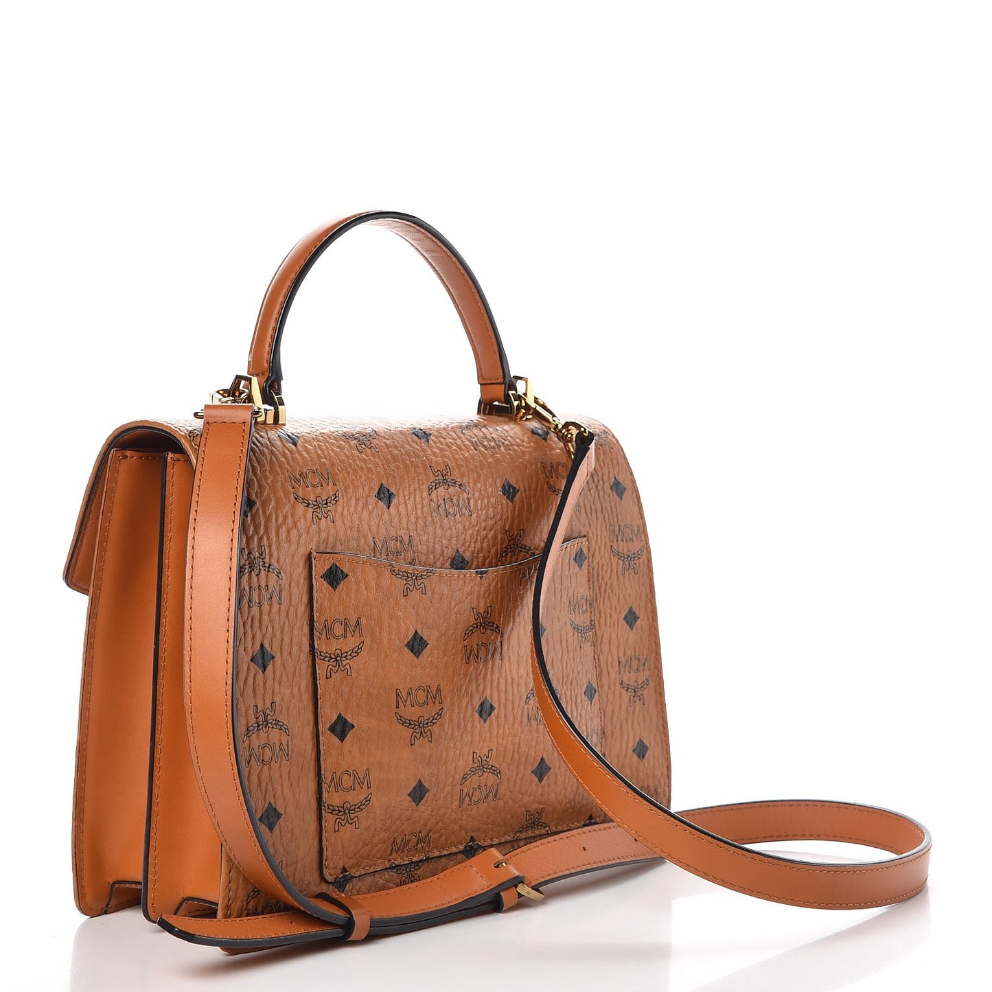 Visetos Medium Patricia Pocket Satchel Cognac