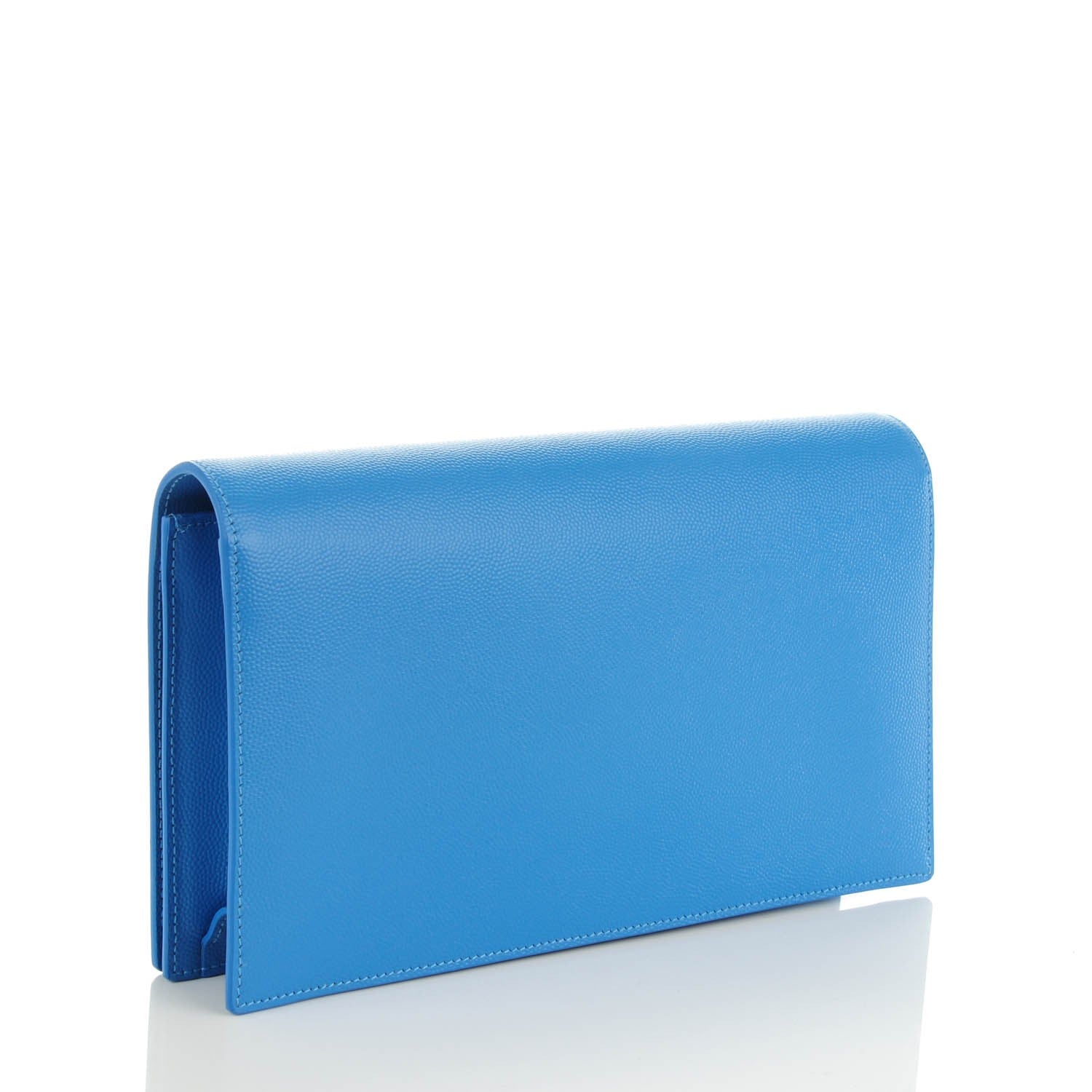 Saint Laurent Grain De Poudre Classic Monogram Clutch Blue Clair 3 of 7