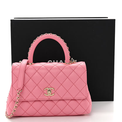 Chanel Caviar Quilted Mini Coco Chain Handle Flap Pink 11 of 11