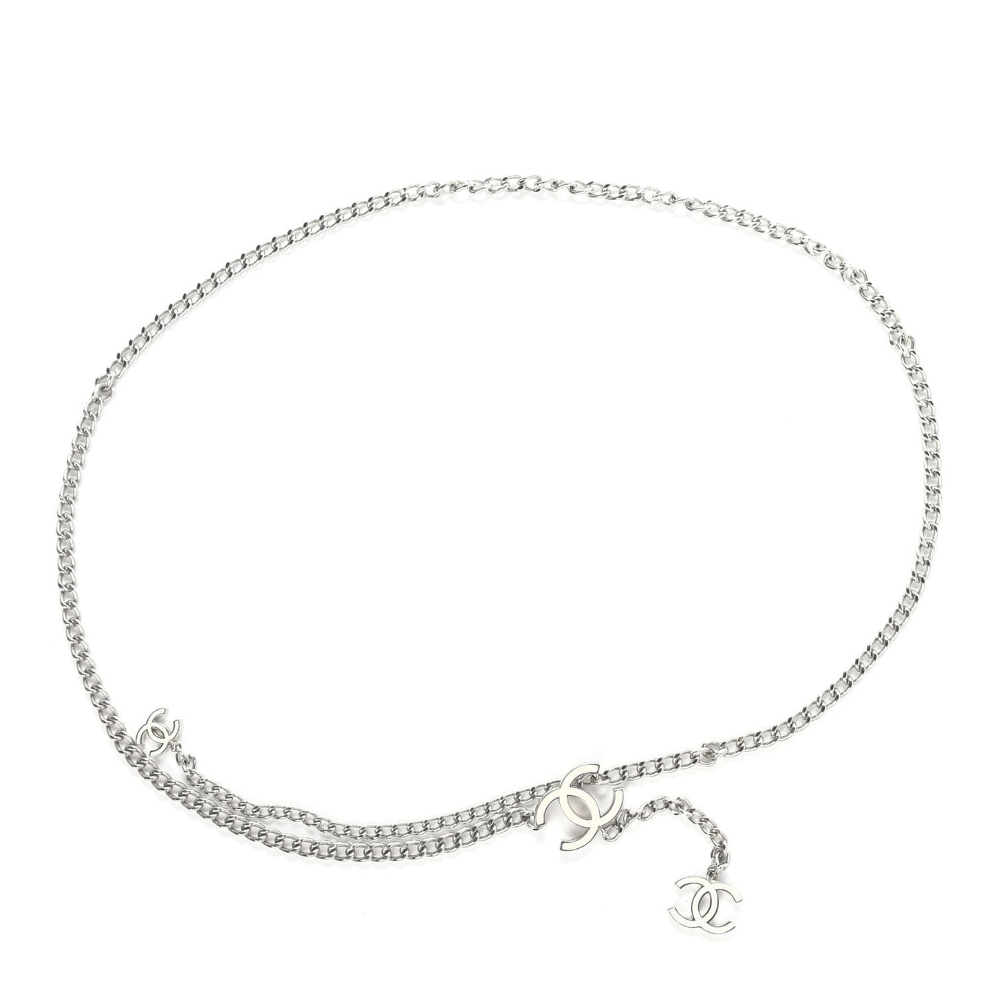 Enamel CC Ceinture Fantai Adjustable Belt Silver White