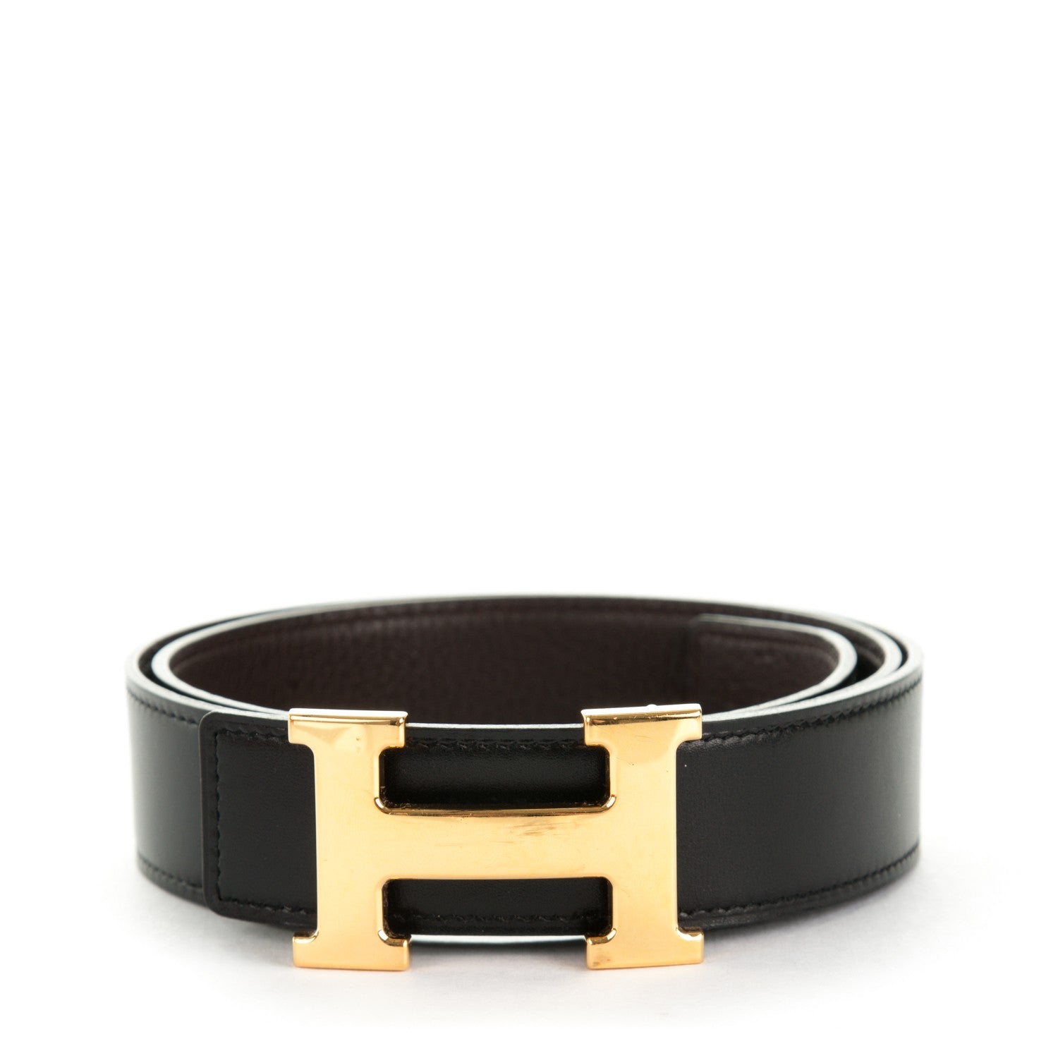 Hermes Box Togo 32mm H Belt 80 Black Chocolate 1 of 10
