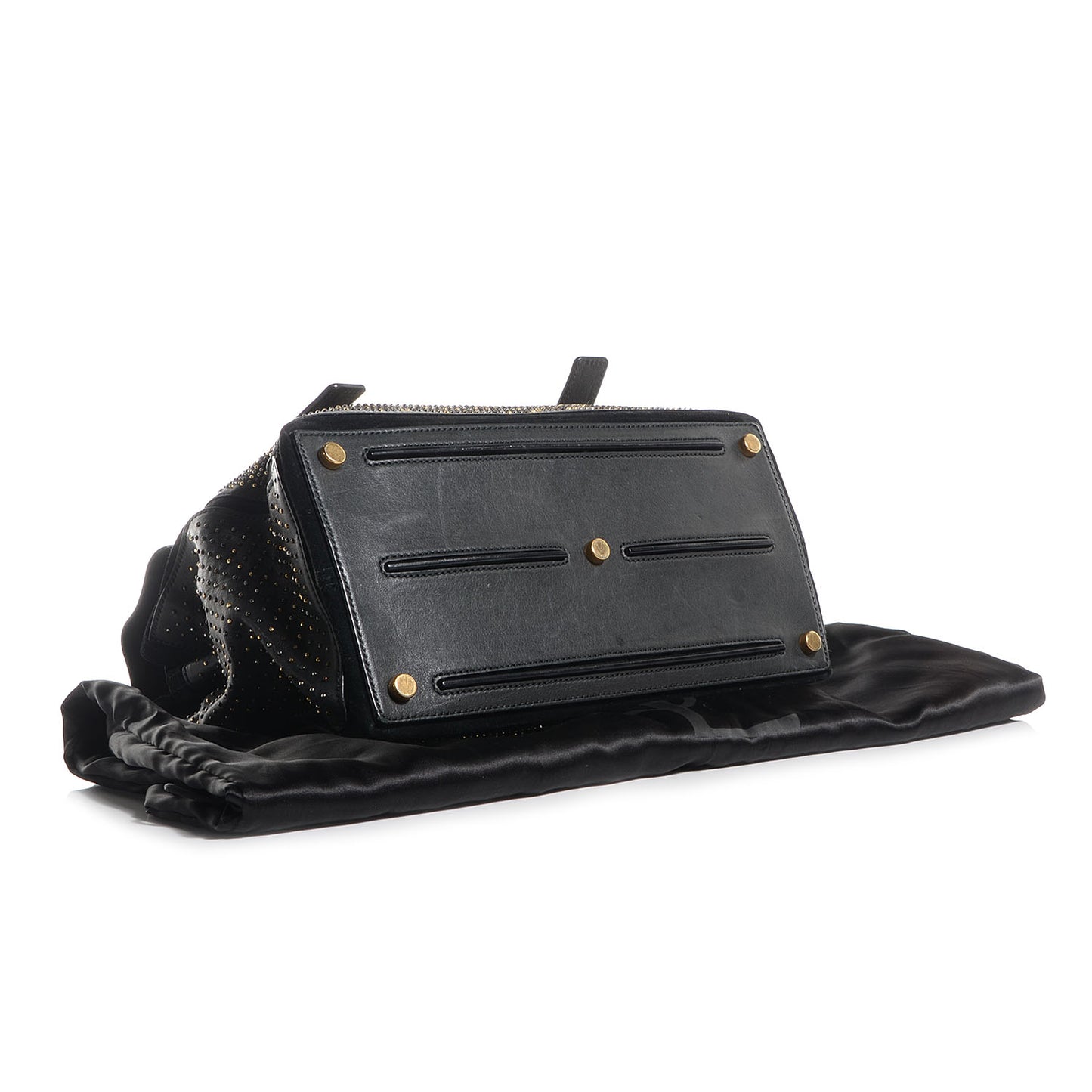 Calfskin Suede Studded Medium Muse Two Black