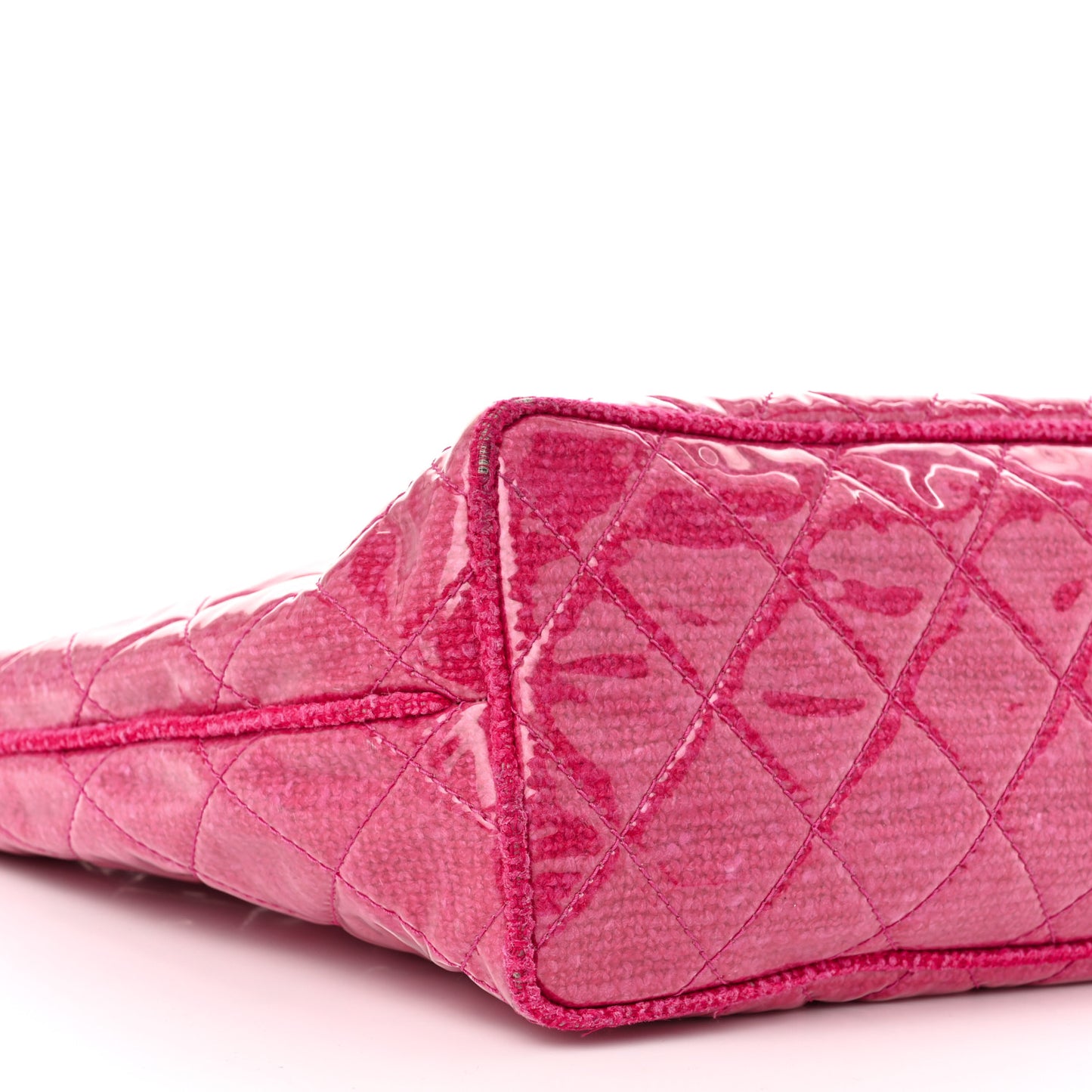 Vinyl Quilted Funny Tweed Tote Fuchsia