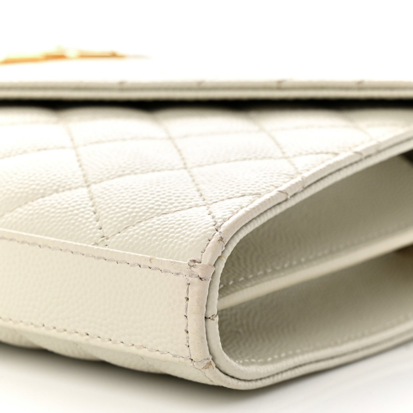 Grain De Poudre Mixed Matelasse Triquilt Monogram Chain Wallet Blanc Vintage