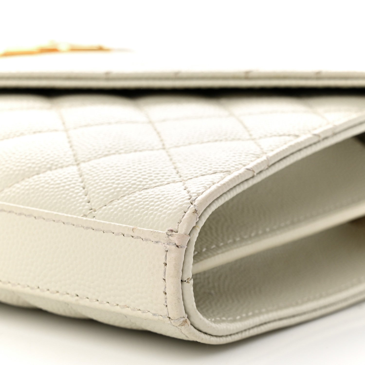 Saint Laurent Grain De Poudre Mixed Matelasse Triquilt Monogram Chain Wallet Blanc Vintage 9 of 15