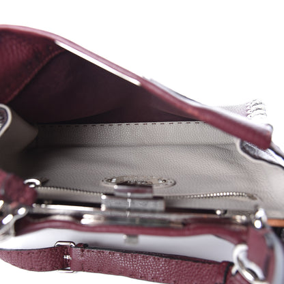 Fendi Cuoio Romano Elaphe Selleria Lace Up Bi-Color Medium Peekaboo Iconic Satchel Bordeaux Grigio Polvere Natural 8 of 15