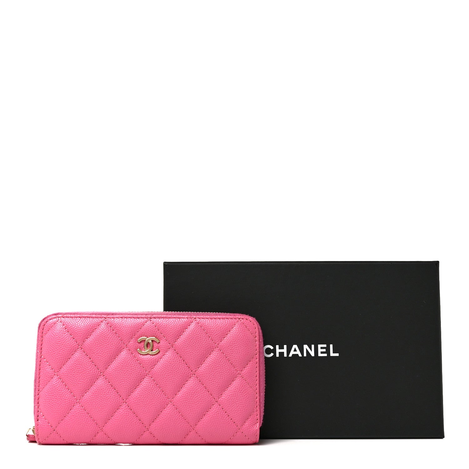 Chanel Caviar Quilted Medium Zip Around Wallet Pink 11 of 11