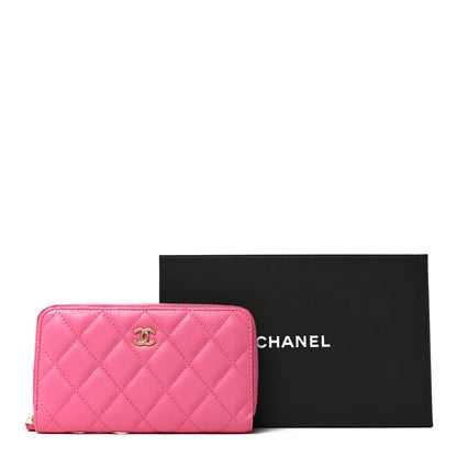 Chanel Caviar Quilted Medium Zip Around Wallet Pink 11 of 11