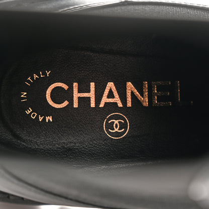 Chanel Crumpled Calfskin Patent Cap Toe Short Boots 39.5 Black 8 of 13