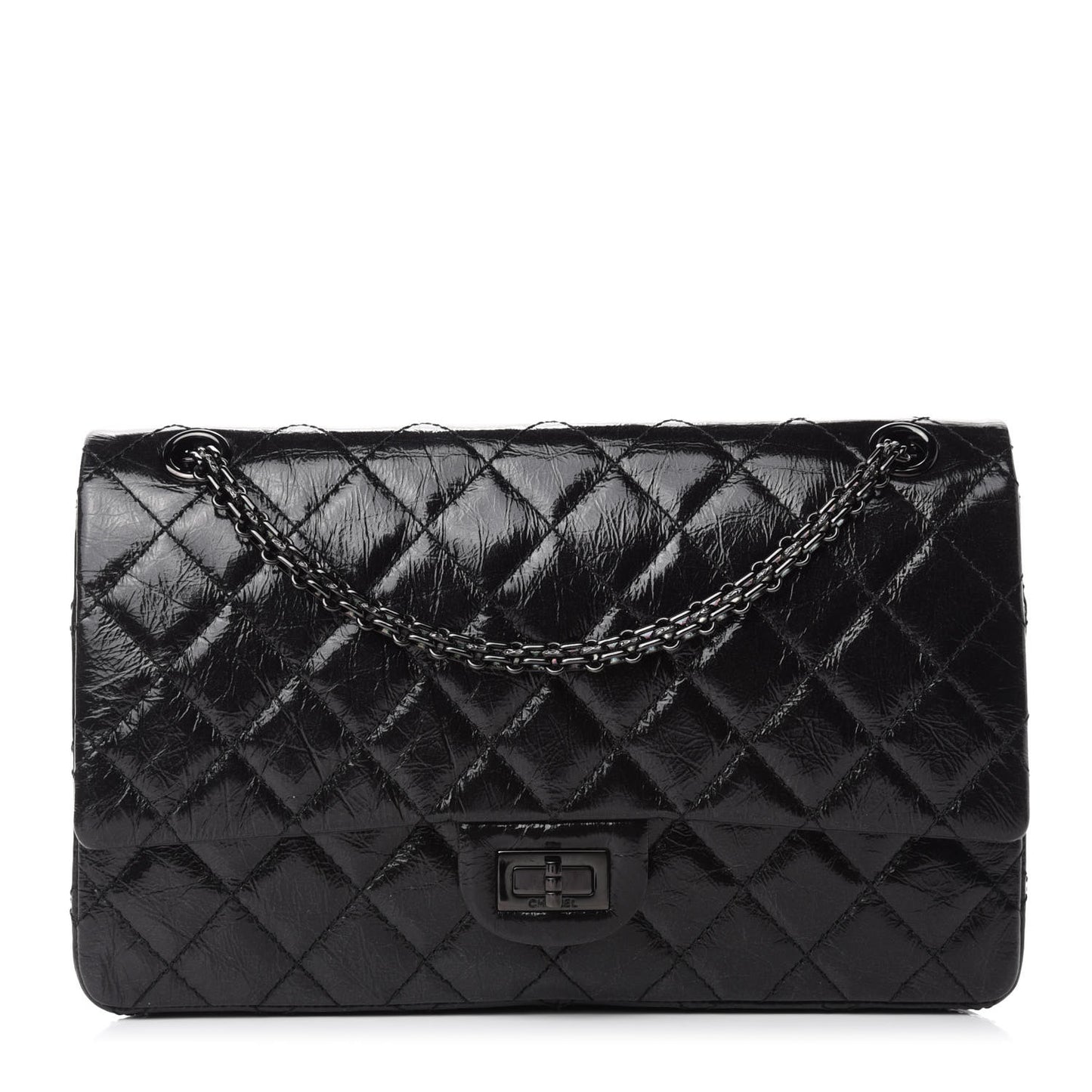 Glazed Calfskin Quilted 2.55 Reissue 226 Flap So Black