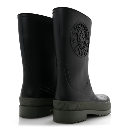 Christian Dior Rubber Diorunion Rain Boots 38 Black Military 5 of 9