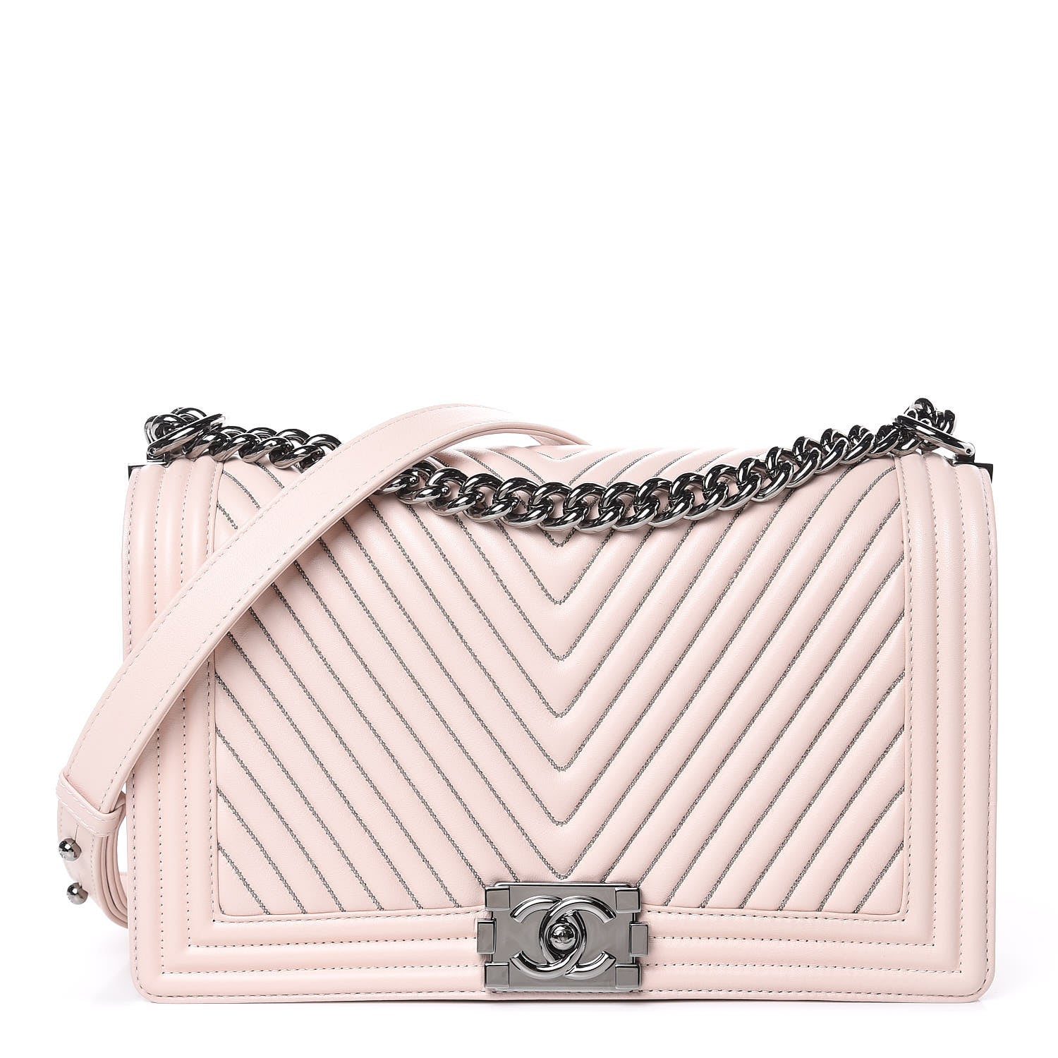 Chanel Calfskin Chevron Micro Chains Boy Flap Light Pink 1 of 10