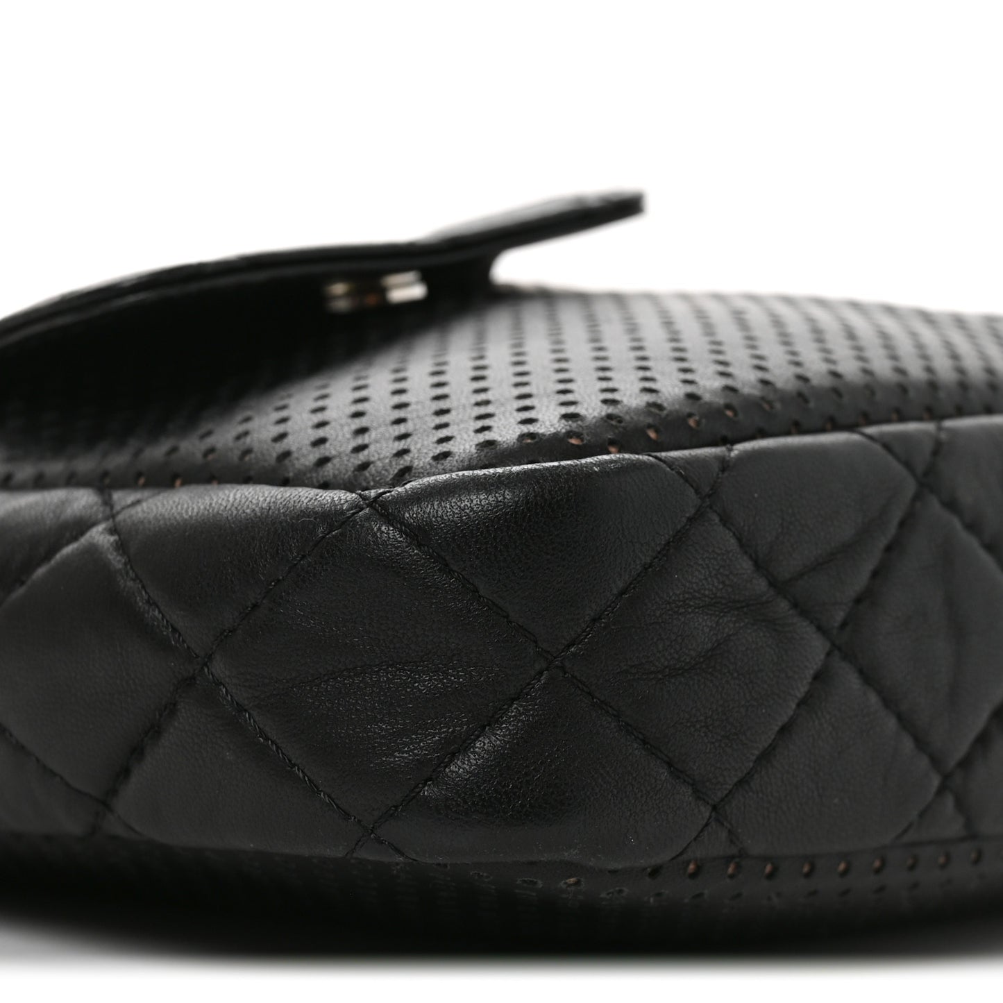 Perforated Calfskin Quilted Ultra Pocket Camera Case Black
