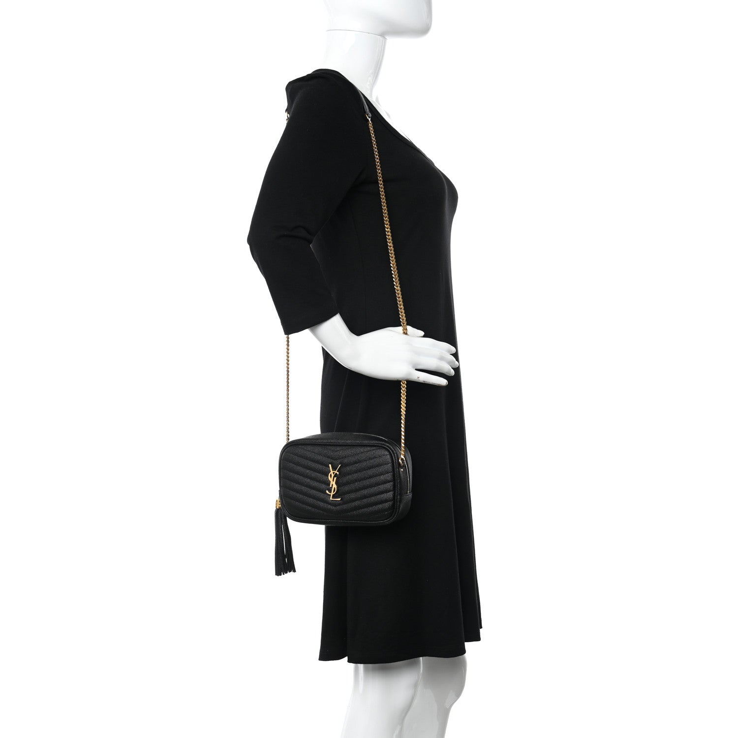 Saint Laurent Grain De Poudre Matelasse Monogram Mini Lou Camera Bag Black 2 of 13