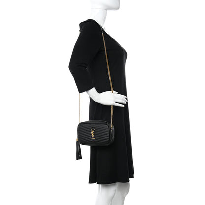Saint Laurent Grain De Poudre Matelasse Monogram Mini Lou Camera Bag Black 2 of 13