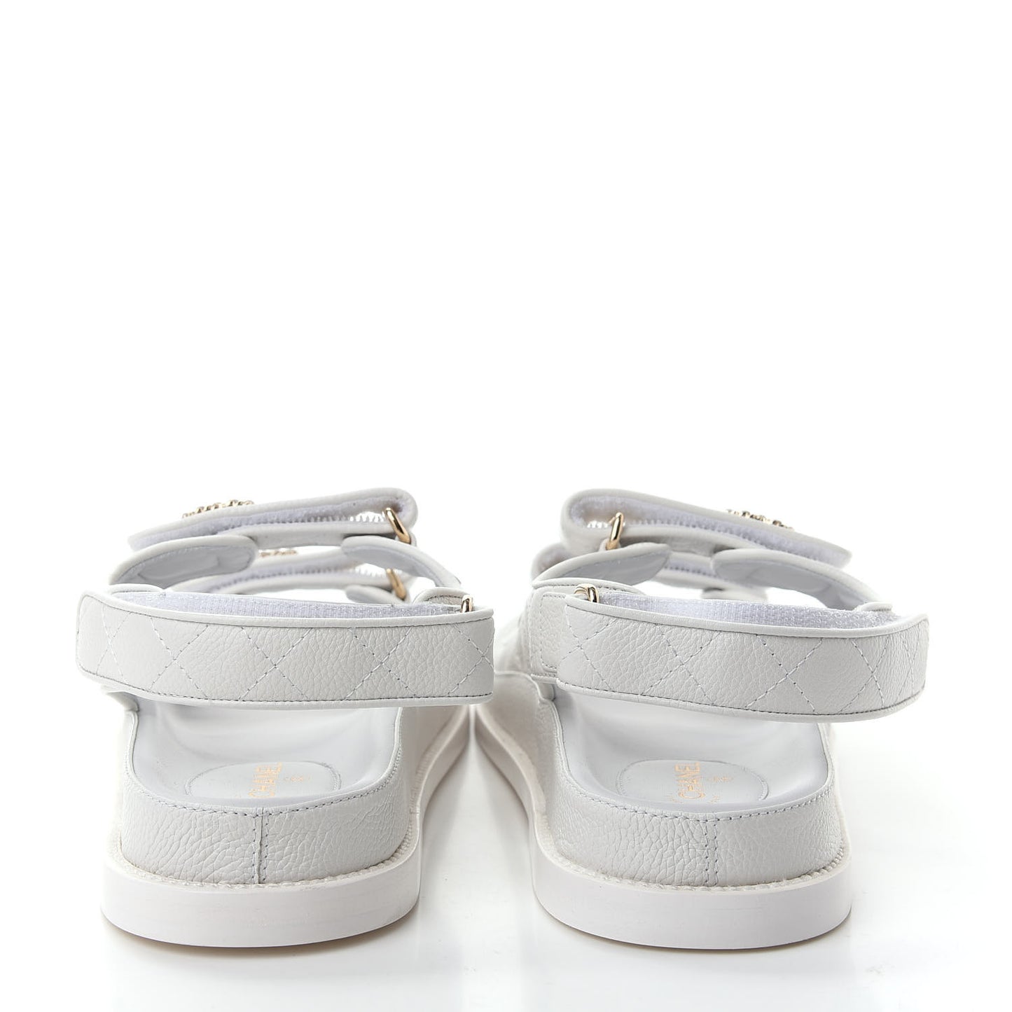 Grained Calfskin Velcro Dad Sandals 39.5 White