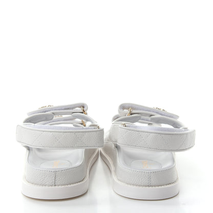 Chanel Grained Calfskin Velcro Dad Sandals 39.5 White 7 of 11