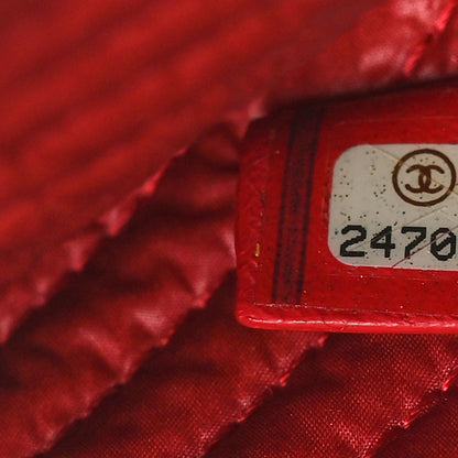 Chanel Caviar Chevron Quilted Medium Boy Cosmetic Case Red 7 of 8