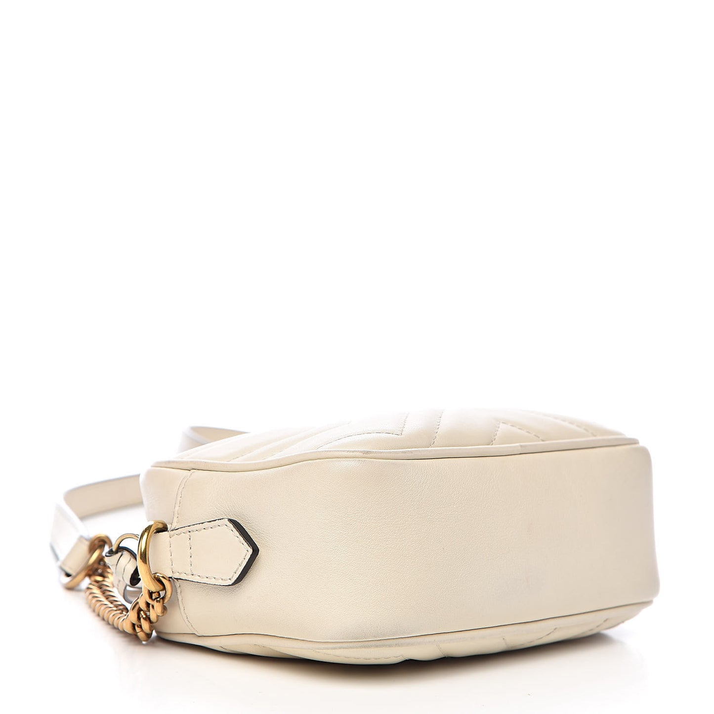 Calfskin Matelasse Mini GG Marmont Chain Shoulder Bag White