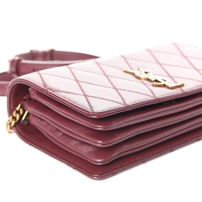 Saint Laurent Lambskin Diamond Quilted Angie Chain Bag Burgundy 5 of 13