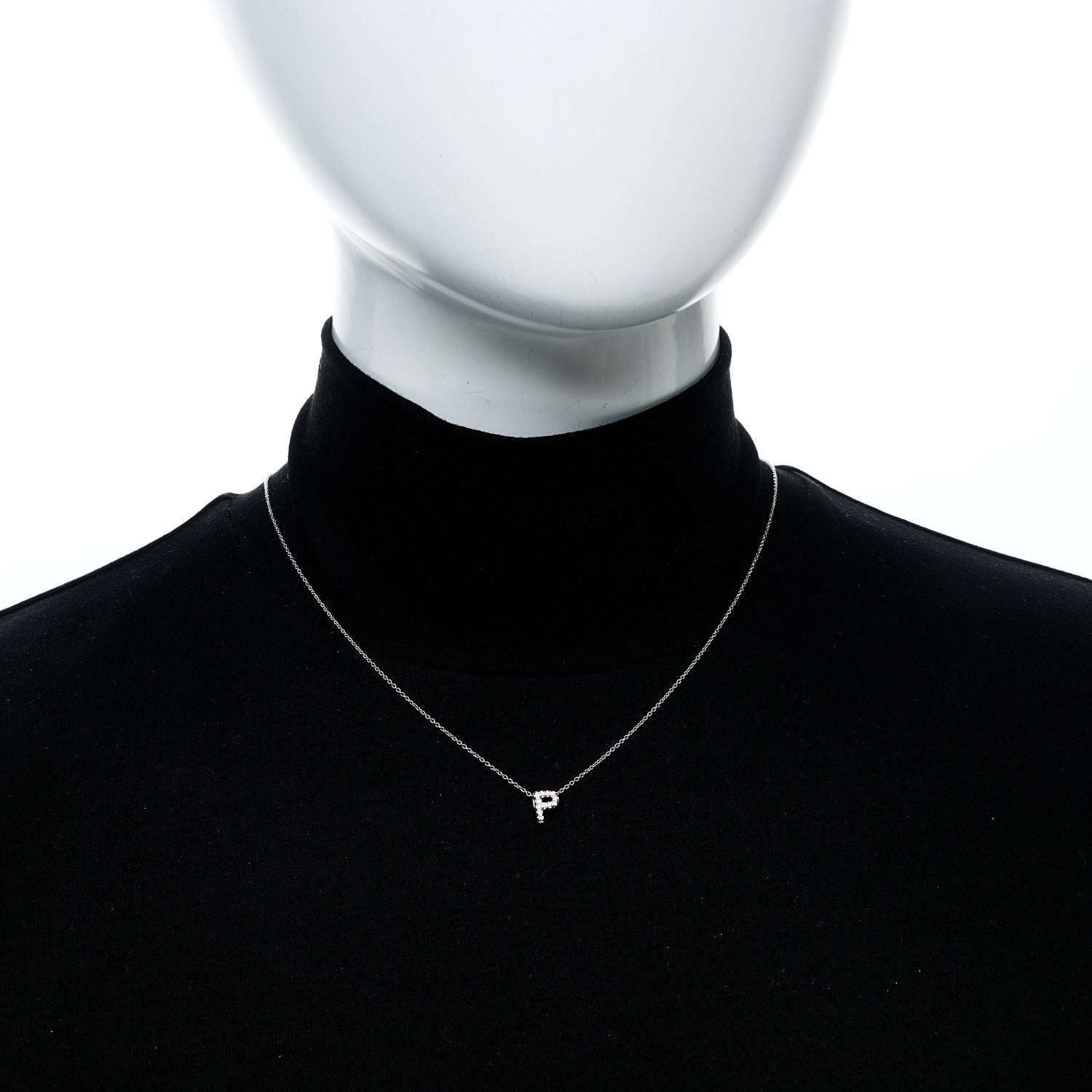 Roberto Coin 18K White Gold Diamond Initial P Pendant Necklace 2 of 6