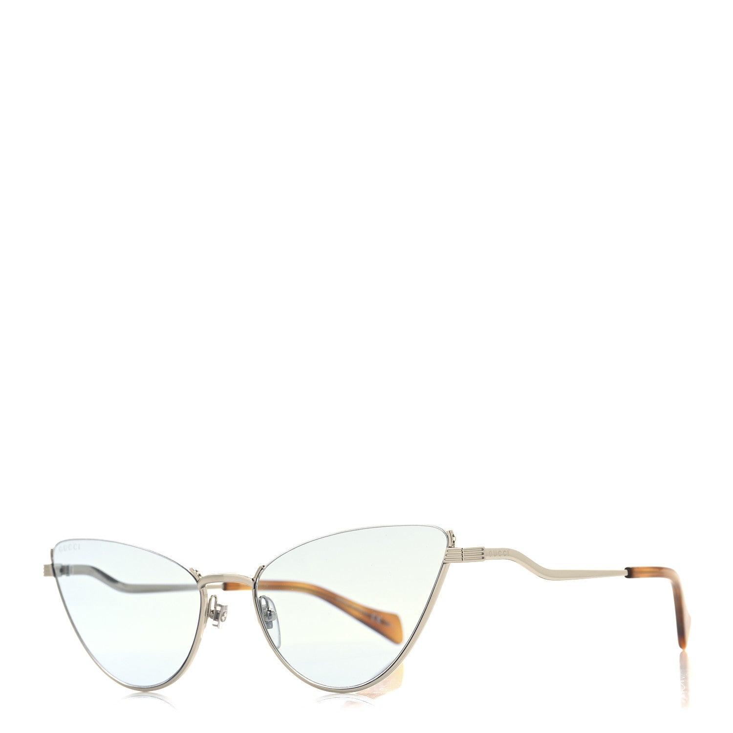 Gucci Metal Cat Eye Sunglasses GG1006S Silver Light Blue 1 of 7