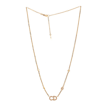 Christian Dior Metal Crystal Pearl Clair D Lune Necklace Gold 3 of 4
