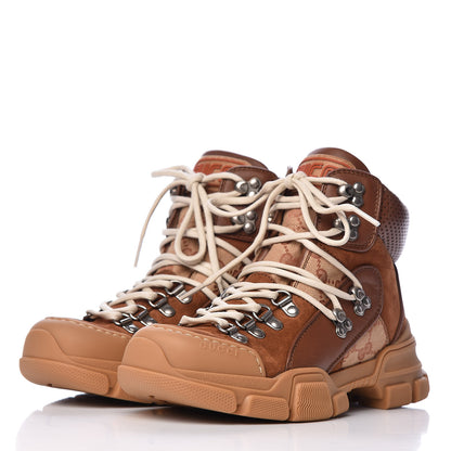 Gucci X SEGA Suede Calfskin GG Monogram Womens Flashtrek High-Top Sneakers 36.5 New Cuir Beige Ruggine 3 of 9