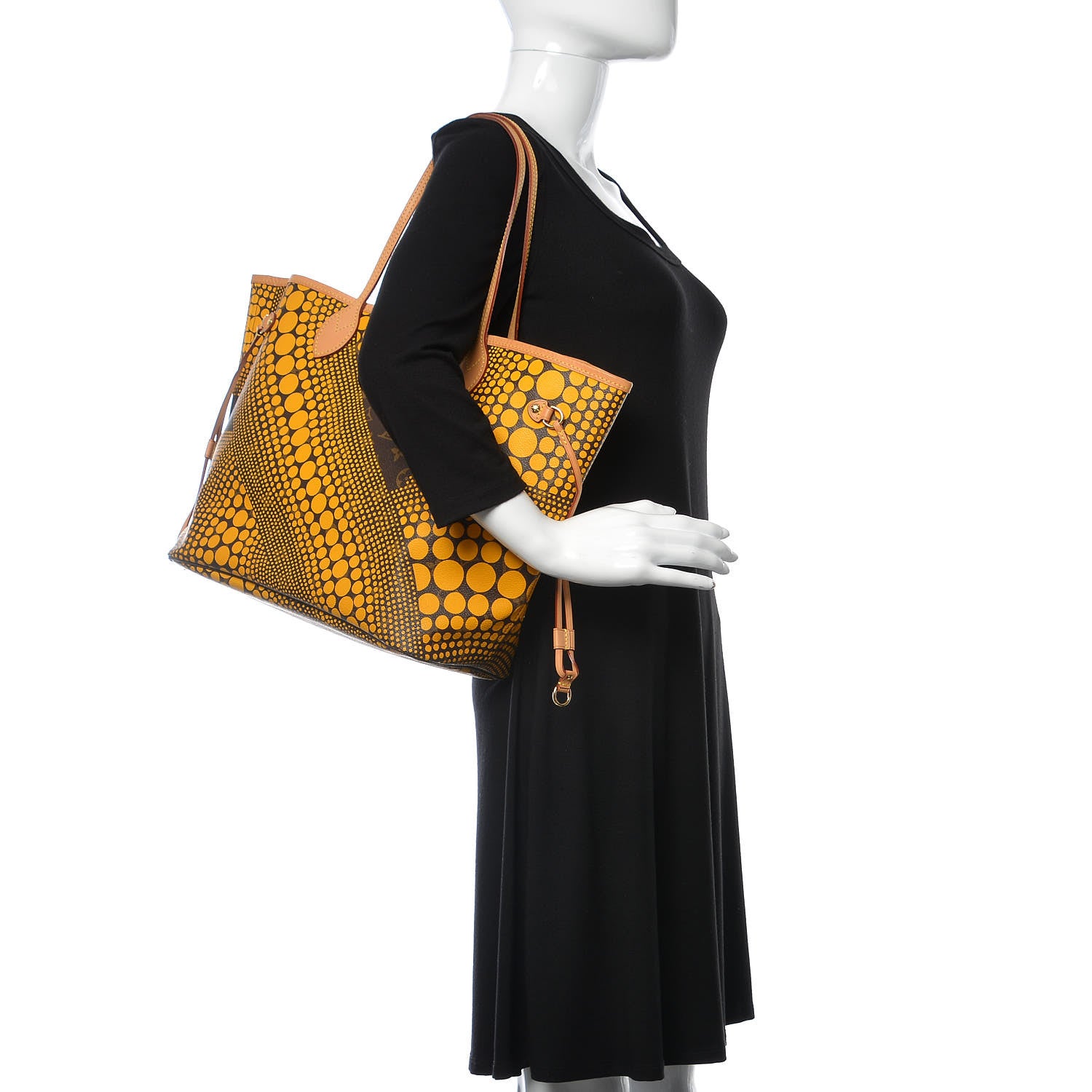 Louis Vuitton Monogram Kusama Waves Neverfull MM Yellow 3 of 18