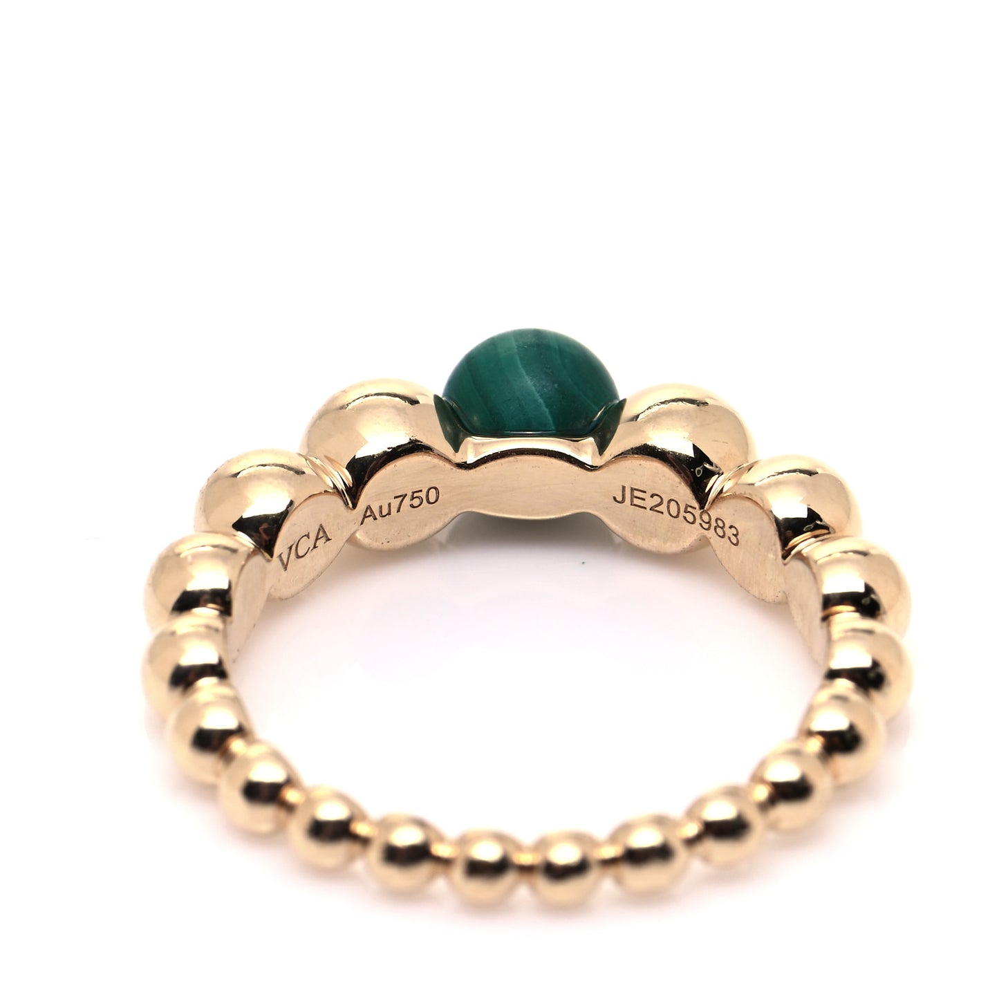18K Yellow Gold Malachite Perlee Couleurs Variation Ring 54 7