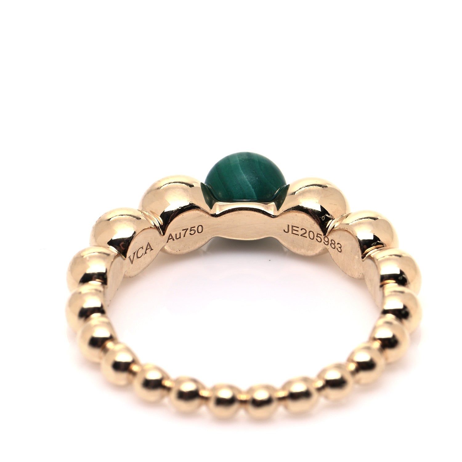 Van Cleef & Arpels 18K Yellow Gold Malachite Perlee Couleurs Variation Ring 54 7 5 of 5