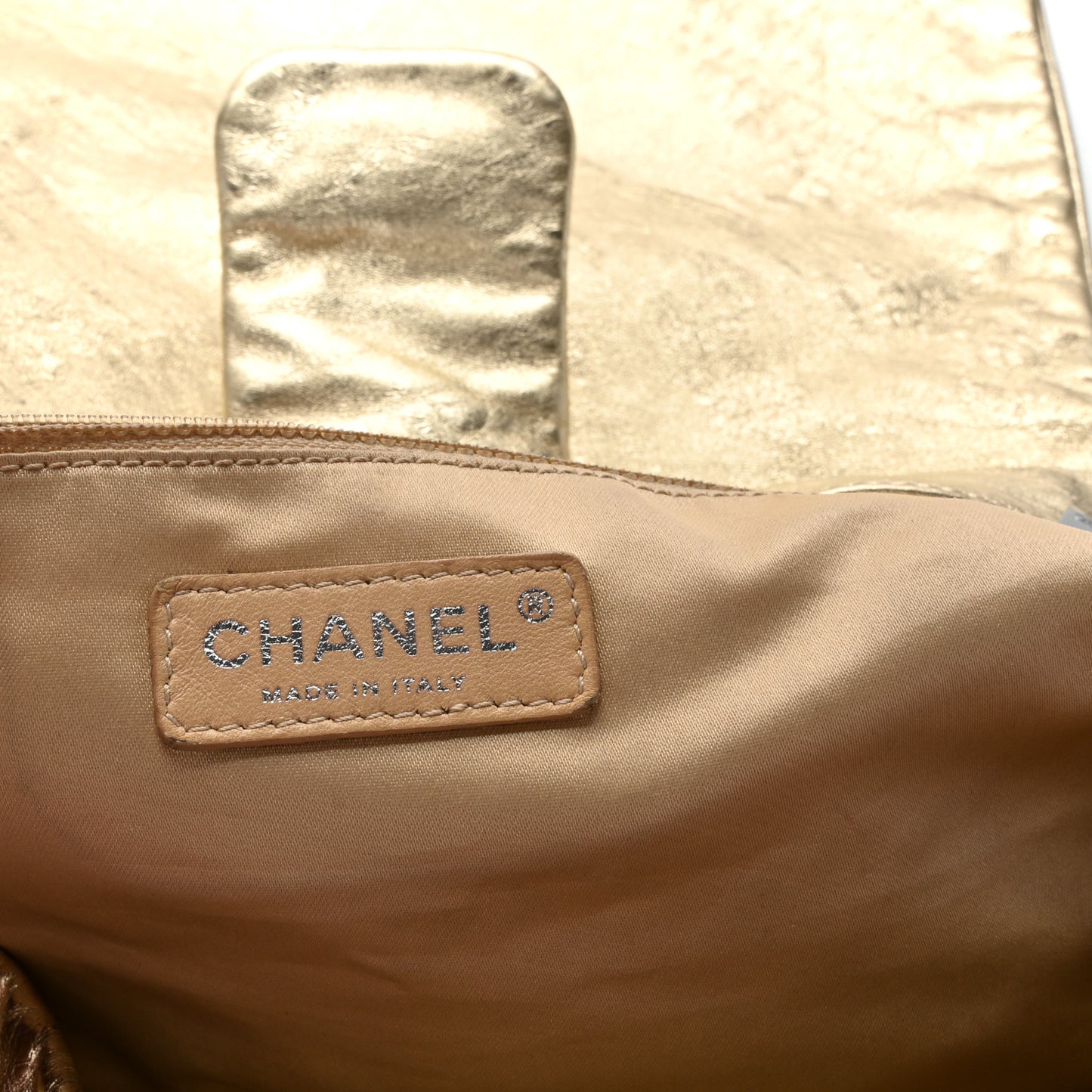 Metallic Lambskin Perforated Hollywood Accordion Flap Bag Gold