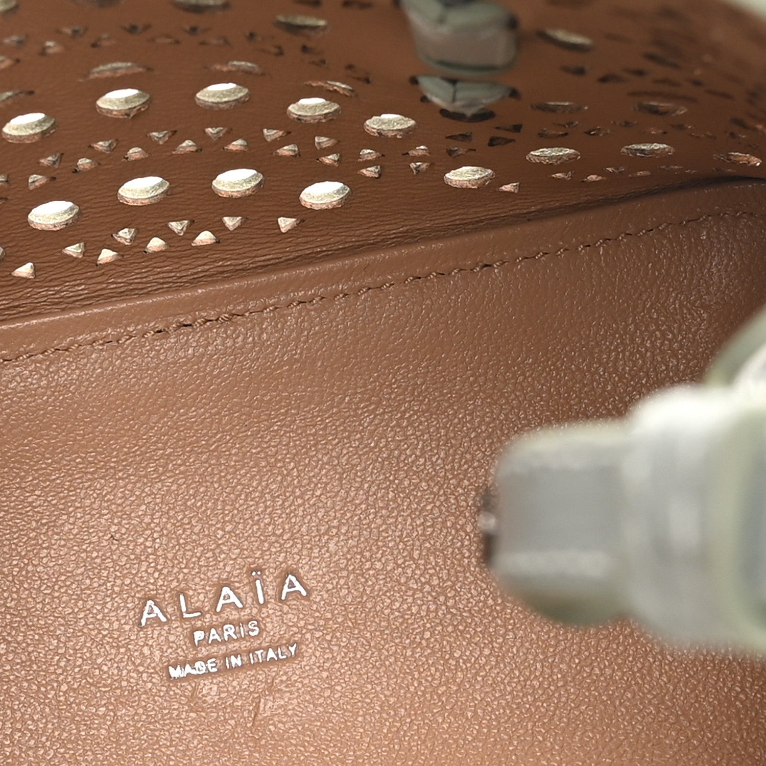 Alaia Calfskin Vienne Wave Mina 16 Bag  Gris Vert 5 of 9