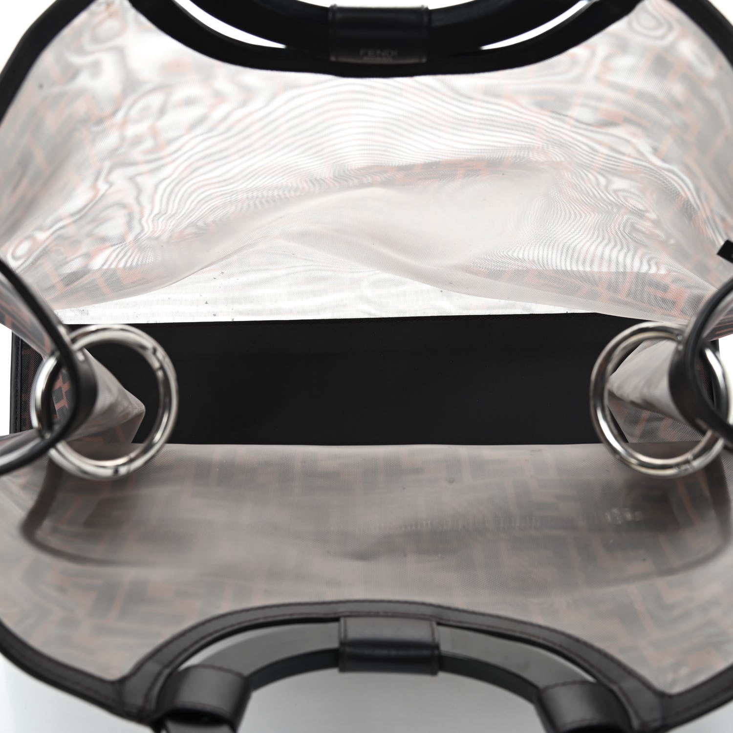 Fendi Mesh Vitello Century Cuoio FF 1974 Large Runaway Shopper Tote Marrone Black Ebano 5 of 9