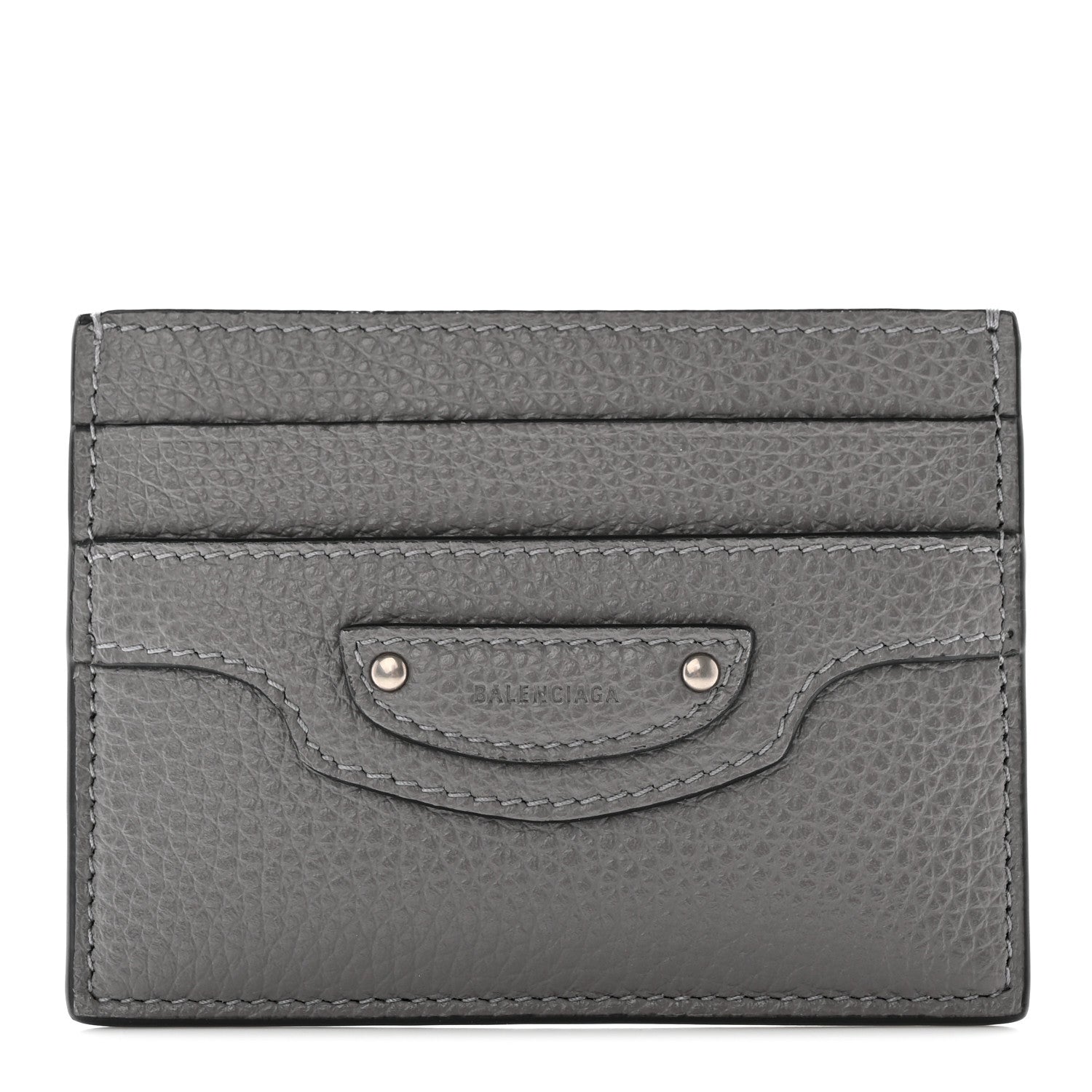 Balenciaga Grained Calfskin Neo Classic Silver Hardware Card Holder Dark Grey 1 of 9