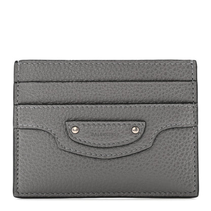 Balenciaga Grained Calfskin Neo Classic Silver Hardware Card Holder Dark Grey 1 of 9