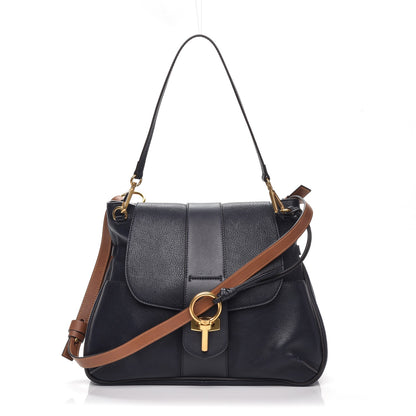 Chloe Grained Lambskin Calfskin Medium Lexa Shoulder Bag Navy 1 of 6
