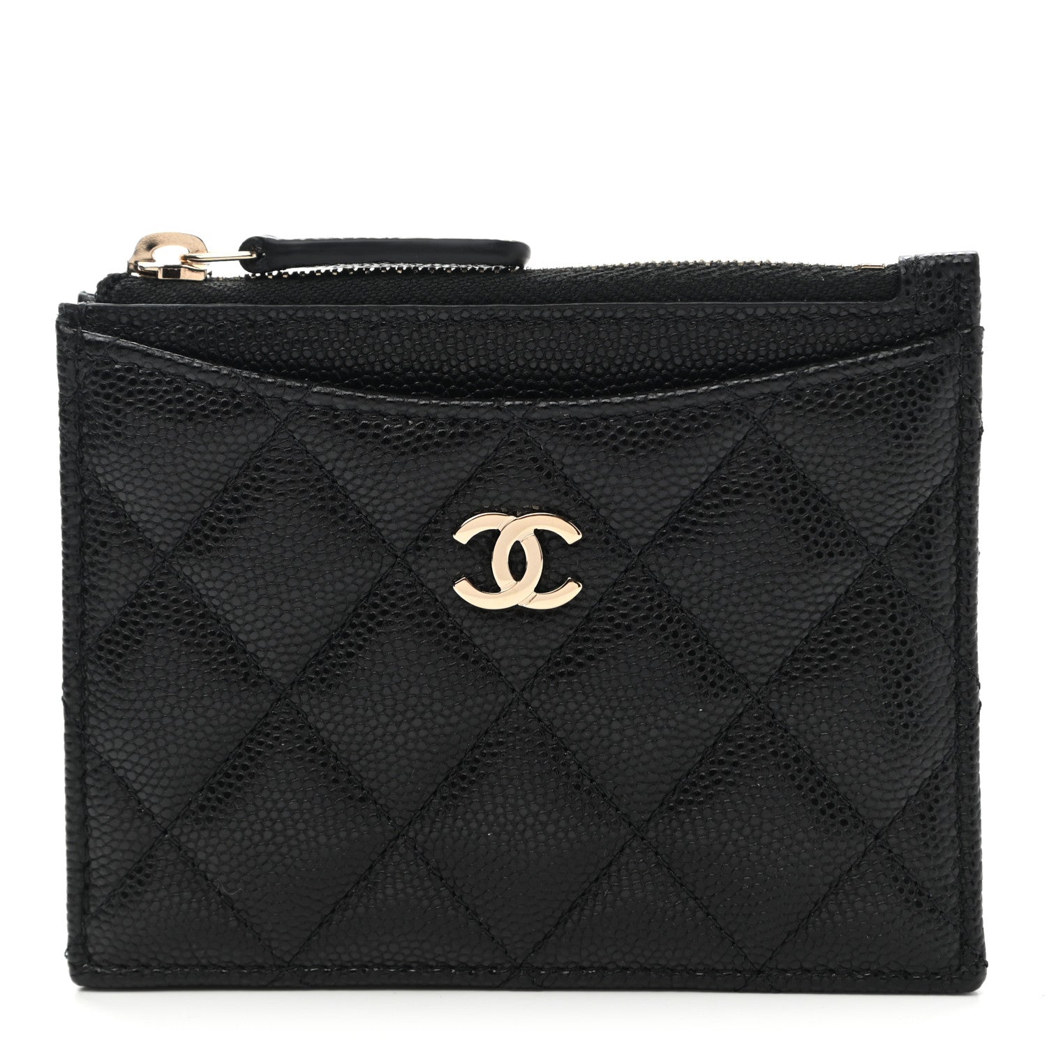 Chanel Caviar Quilted CC Zip Card Holder Black 1 of 8