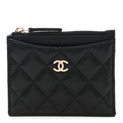 Chanel Caviar Quilted CC Zip Card Holder Black 1 of 8