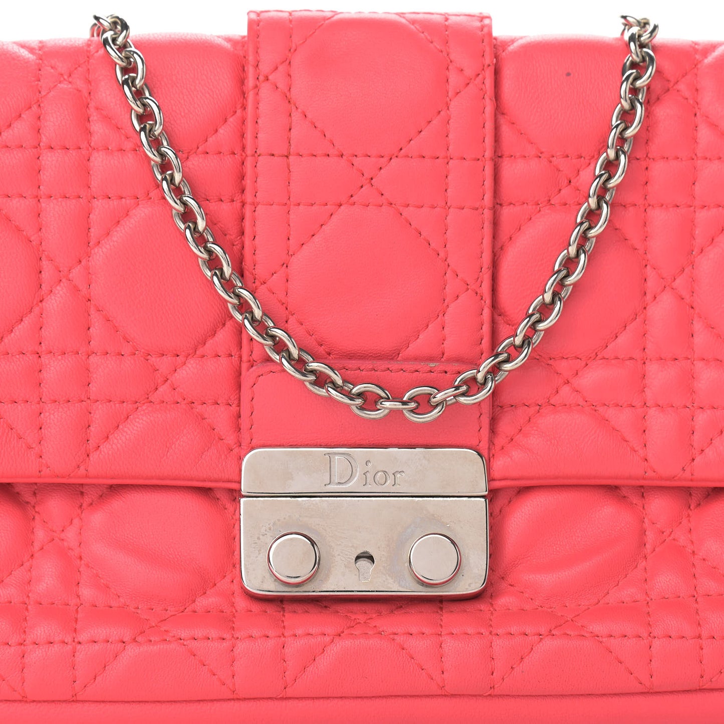 Lambskin Cannage Miss Dior Promenade Pouch Corail