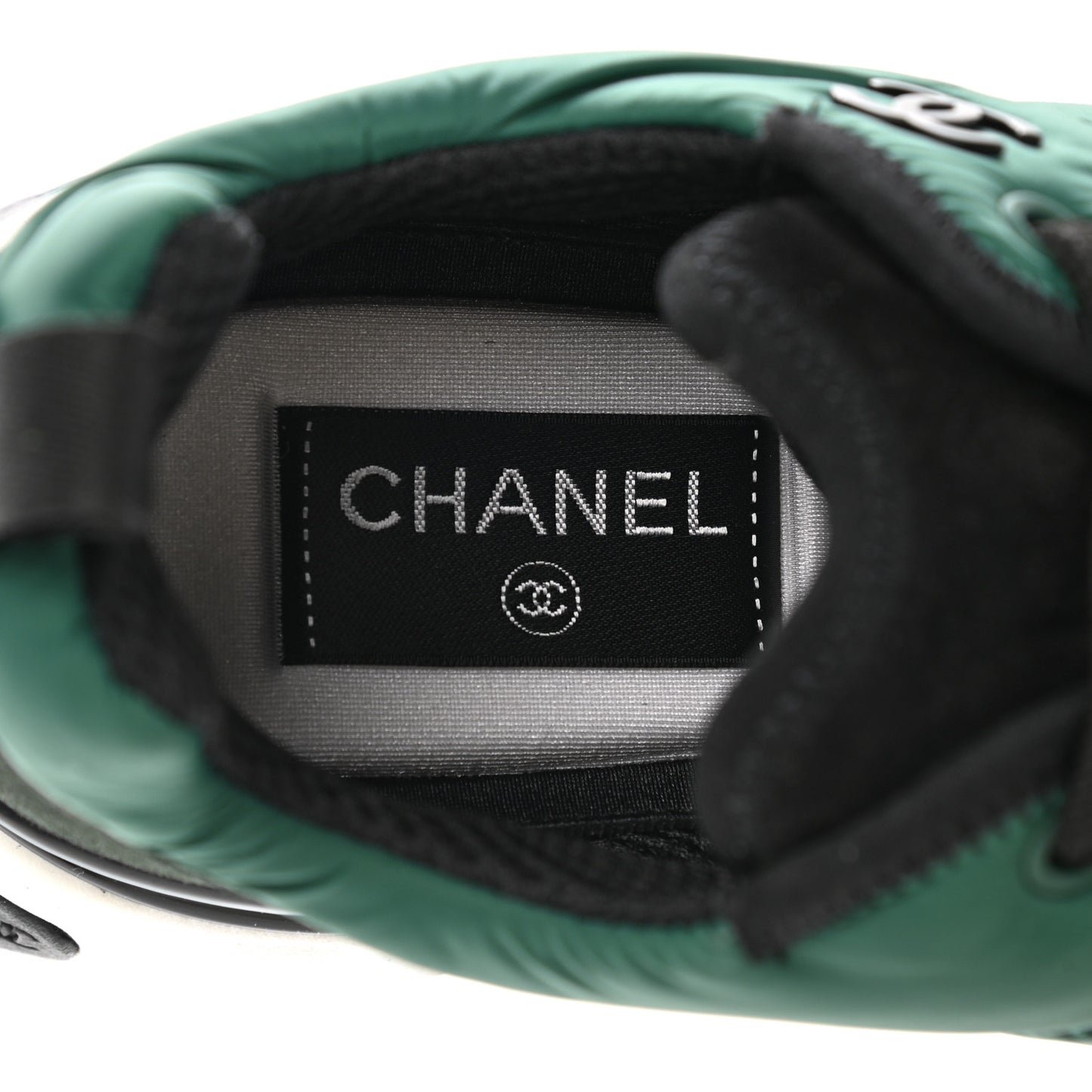 Nylon Suede Calfskin Womens Logo Sneakers 36.5 Green