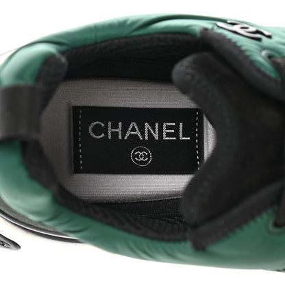 Chanel Nylon Suede Calfskin Womens Logo Sneakers 36.5 Green 7 of 9