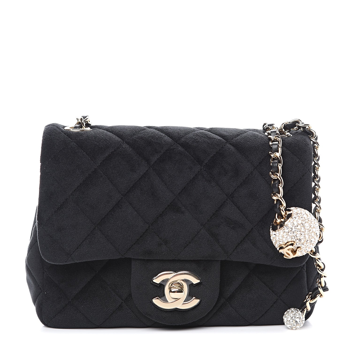 Chanel Velvet Quilted Mini Pearl Crush Flap Black 1 of 9