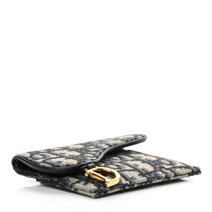 Christian Dior Oblique Saddle Card Holder Blue 4 of 10