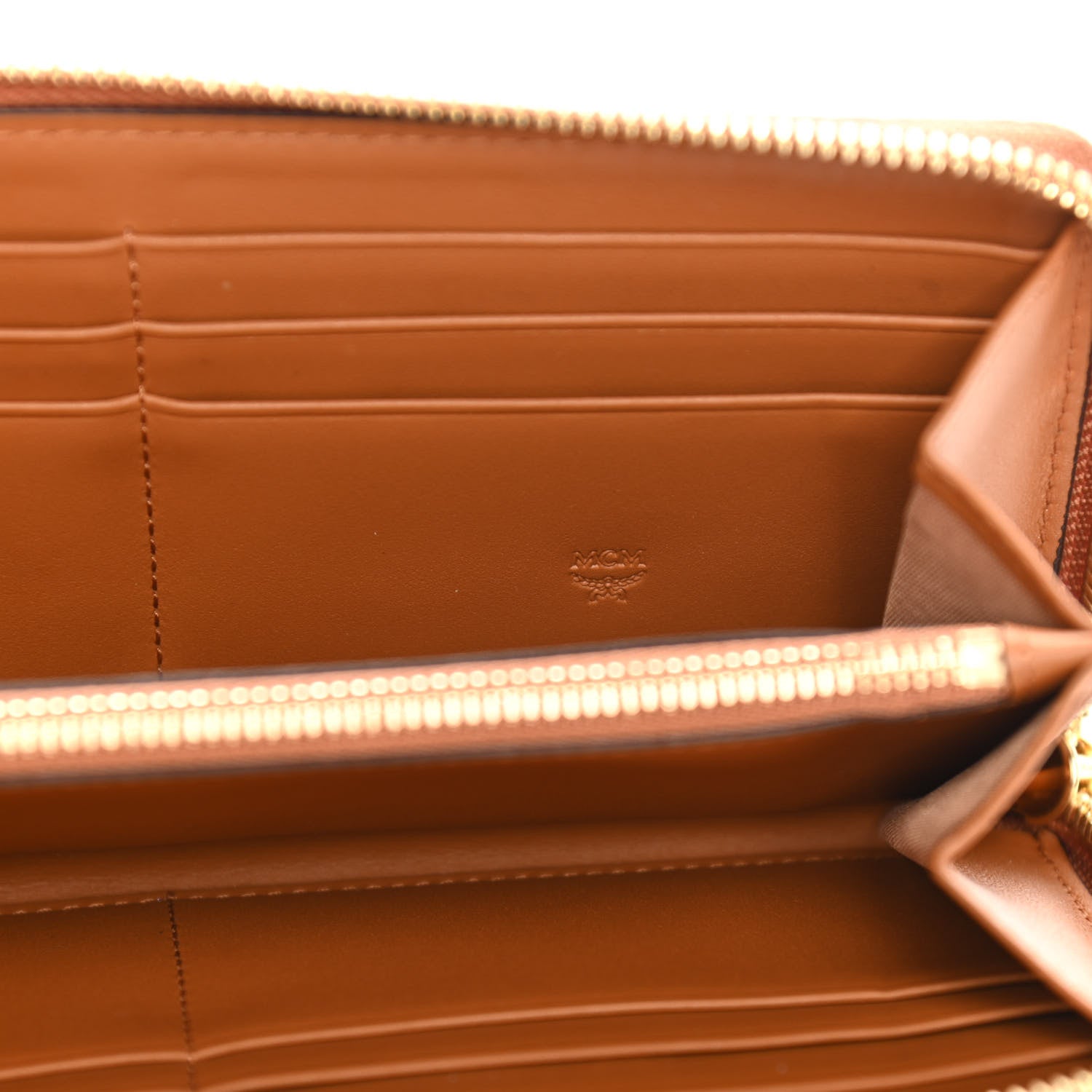 MCM Visetos Large Zip Around Wallet Cognac 6 of 12