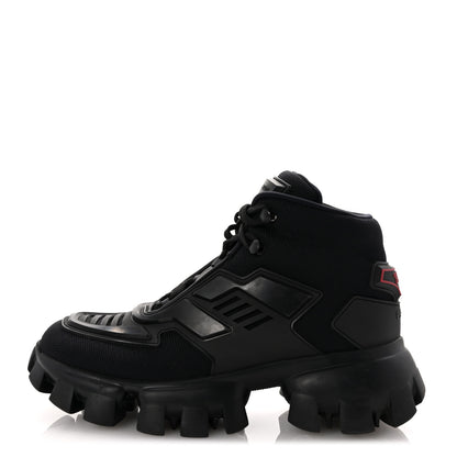 Prada Rubber Technical Knit Fabric Cloudbust Thunder High Top Sneakers 37.5 Black 1 of 11