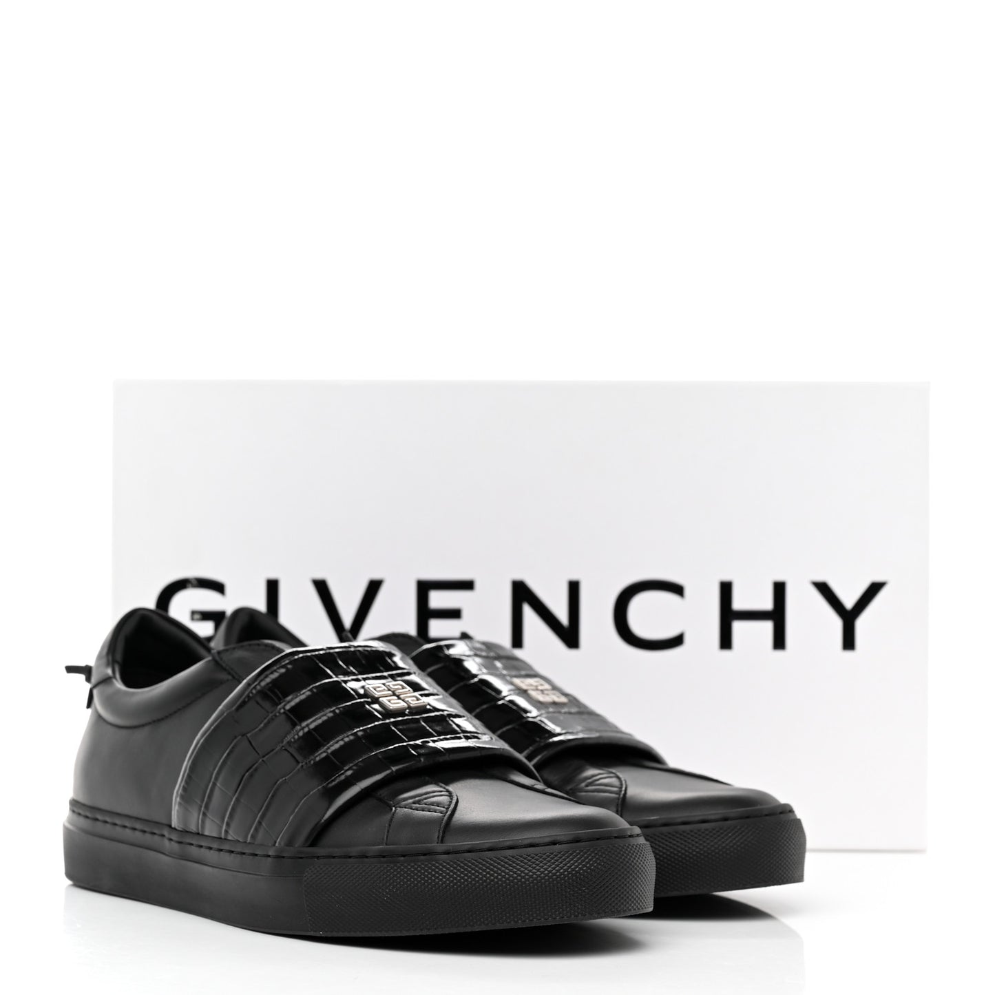 Calfskin Crocodile Embossed Mens Urban Street Sneakers 41 Black