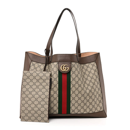 Gucci GG Supreme Monogram Web Ophidia Tote Brown 3 of 11