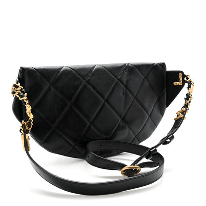 Chanel Lambskin Quilted Logo Letter Waist Bag Black 3 of 10
